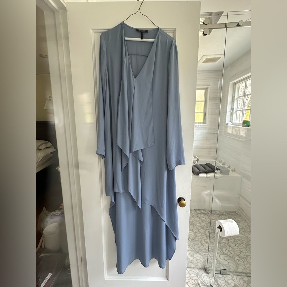 NEW BCBG MAXAZRIA KYNDAL ASYMMETRICAL DRAPED HIGH-LOW DRESS SIZE L